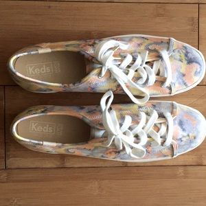 Keds Triple Kick platforms in rainbow tie dye